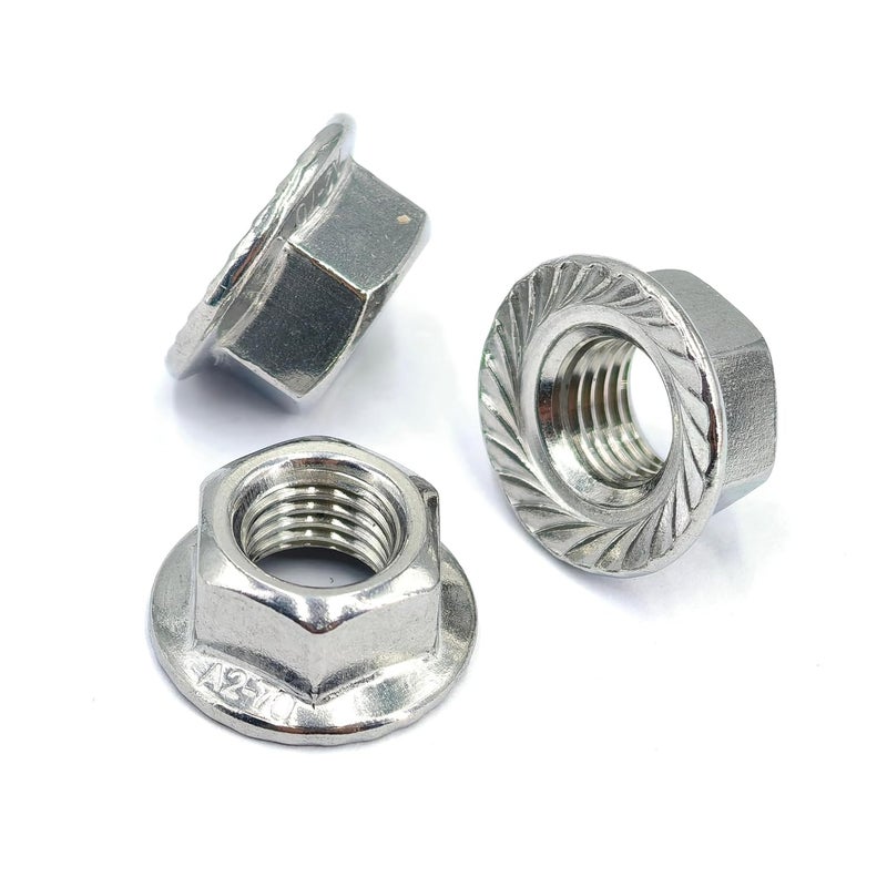 heyday M10x1 Serrated Flange Hex Lock Nuts 10 Pcs 304 Stainless Steel 18-8, Full Thread, Hex Drive, Bright Finish - Image 4